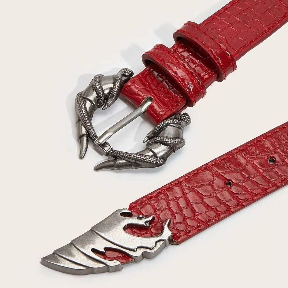 PU Leather Double Snake Belt Gothic Snake Buckle Waistband Cool Women Belt Unisex