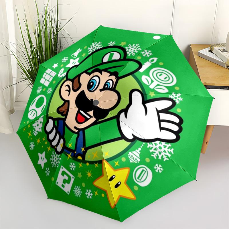 

1PC Christmas, Luigi Automatic Open/Close Umbrella, 8-Rib Sturdy Frame, Lightweight Portable Umbrella, Commute, Business - Ideal Gift for Friend, Vibr