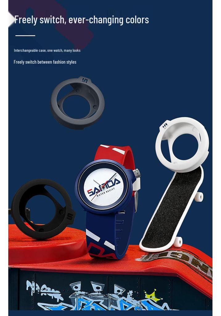 Sanda Silicone Strap Trendy Personality Watch: Unisex, Cool, Simple, for Primary & Secondary School Students.