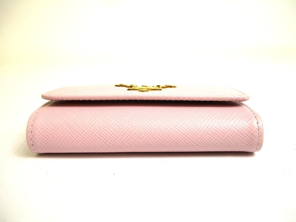 Authentic PRADA Light Pink Saffiano Metal Leather 4 Pics Key Chain #a959  Refurbished
