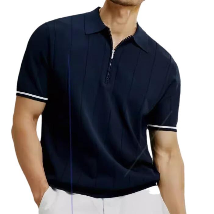 New Arrival Men's Summer Ice Silk Breathable Anti-Wrinkle Light Business Casual Lapel Short-Sleeve Polo Shirt