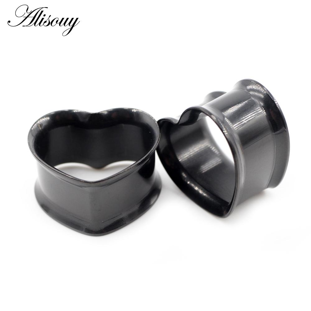 Alisouy 2 pezzi 8mm-30mm Acciaio Inossidabile 316L Amore Cuore Tunnel Auricolari Plug Expander Stretcher Gauge Orecchini Gioielli Piercing Corpo