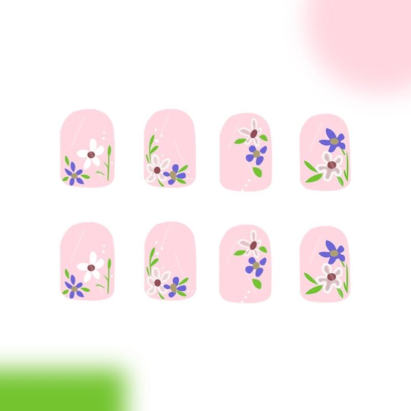 24 Stück Quadratische Aufpressnägel Kleber auf Nagel Französische Falschnageldesigns Künstlicher Nagel Geschenke für Frauen und Mädchen
