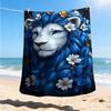 1pc Lion Floral Artwork Throw Blanket Polyester Fiber, Lightweight Flannel, Soft & Warm, All Season Use for Outdoor, Camping Digital Print