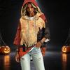 Women's Casual Three-Quarter Sleeve Halloween Print Hooded Pullover Top