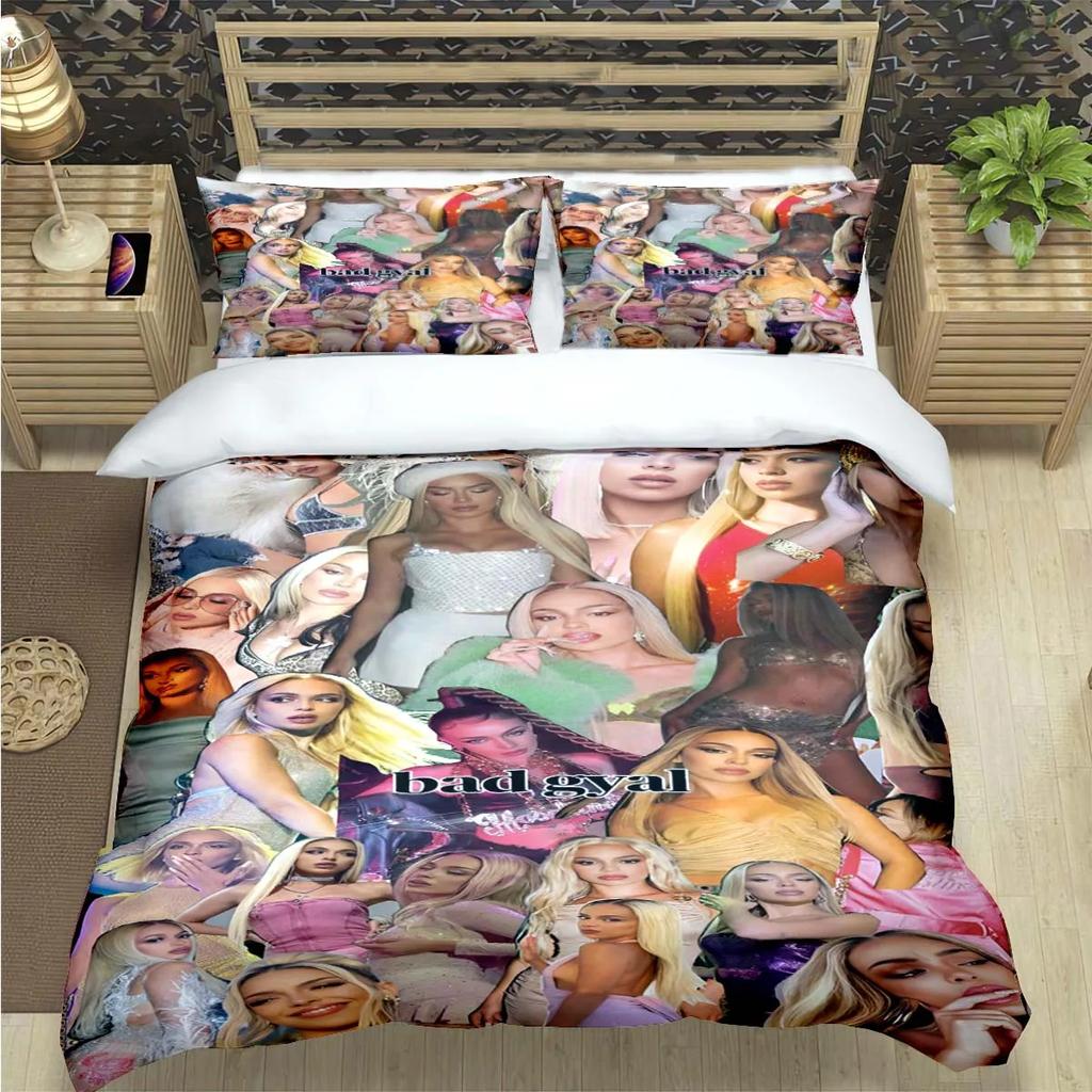 Fashion Spain Female Singer B-Bad G-Gyal Print Bedding Set Duvet Cover Comforter Bed Youth Kids Girl Boys Luxury Gift