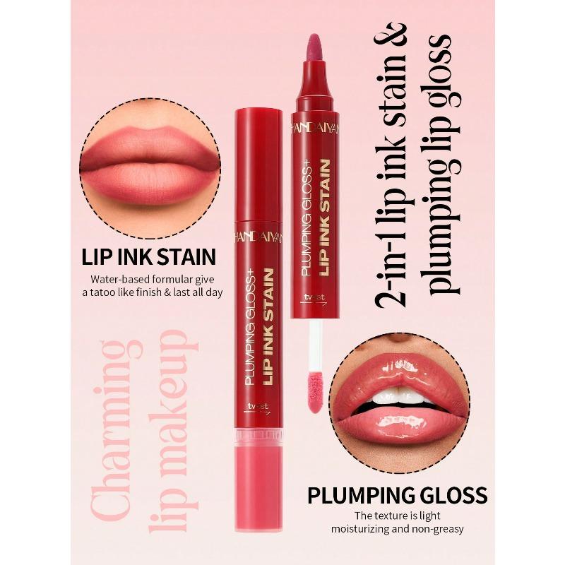2-In-1 Watercolor Lip Gloss, Moisturizing, Mirror-Like Finish, Long-Lasting Color, Creates Natural Lip Tone, Suitable For Back To School, Beginners