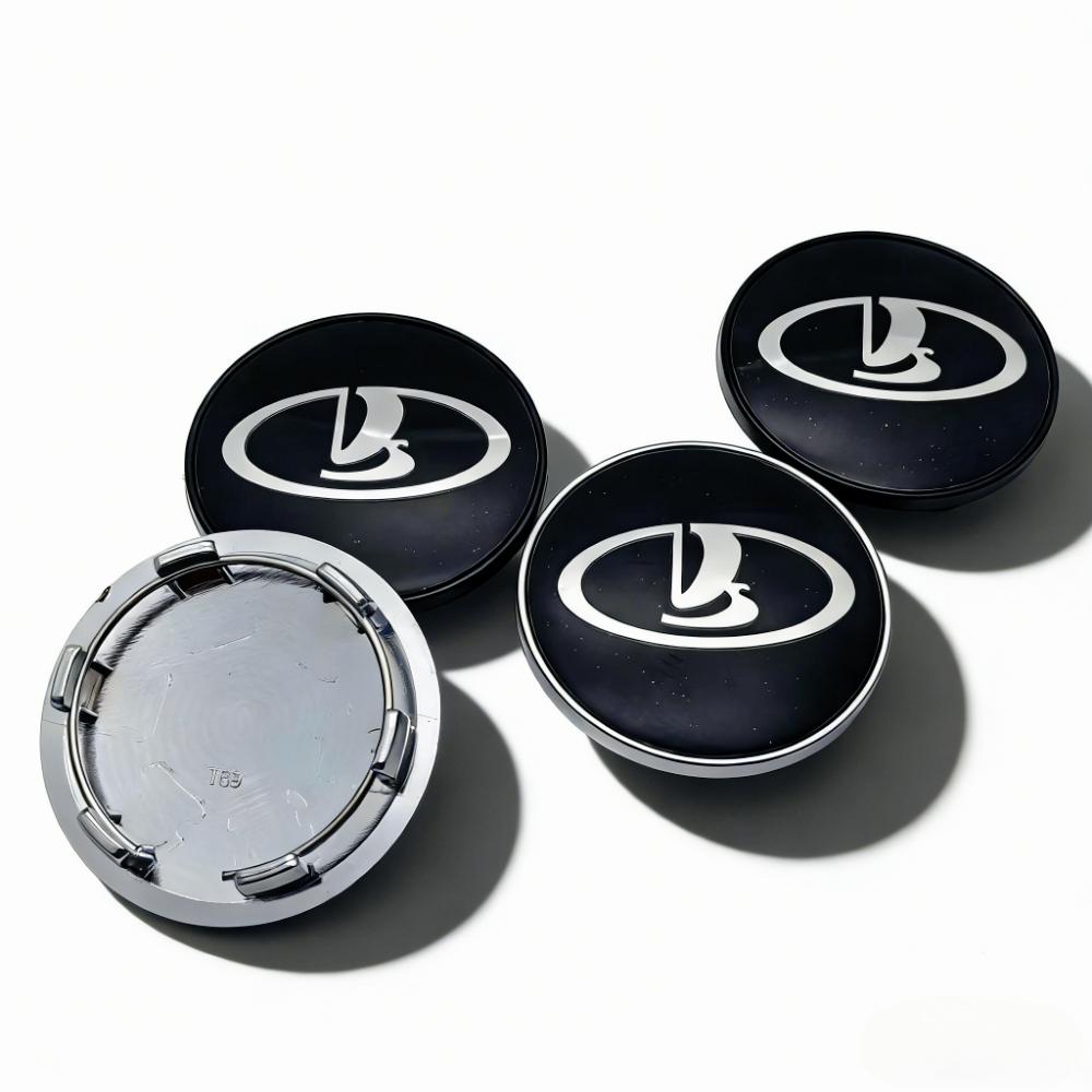 4pcs Black Silver Lada Logo Emblem Car Wheel Center Caps 69MM Clips 56MM Wheels Hub Dust Cap Rim Hubcaps Cover Car Accessories
