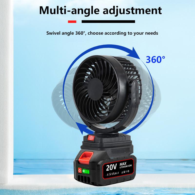 21V Kleiner Tragbarer Tisch-Camping-Ventilator Gebläse Kabelloser Wiederaufladbarer Ventilator Outdoor Lithium-Batterie Elektrischer Ventilator