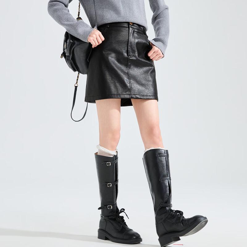TonLion Women's A-Line PU Skirt