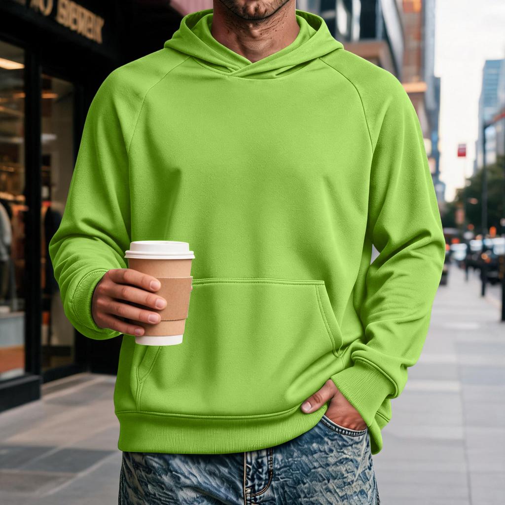 Men's Raglan Hoodie with Pocket - Long Sleeve Casual Pullover