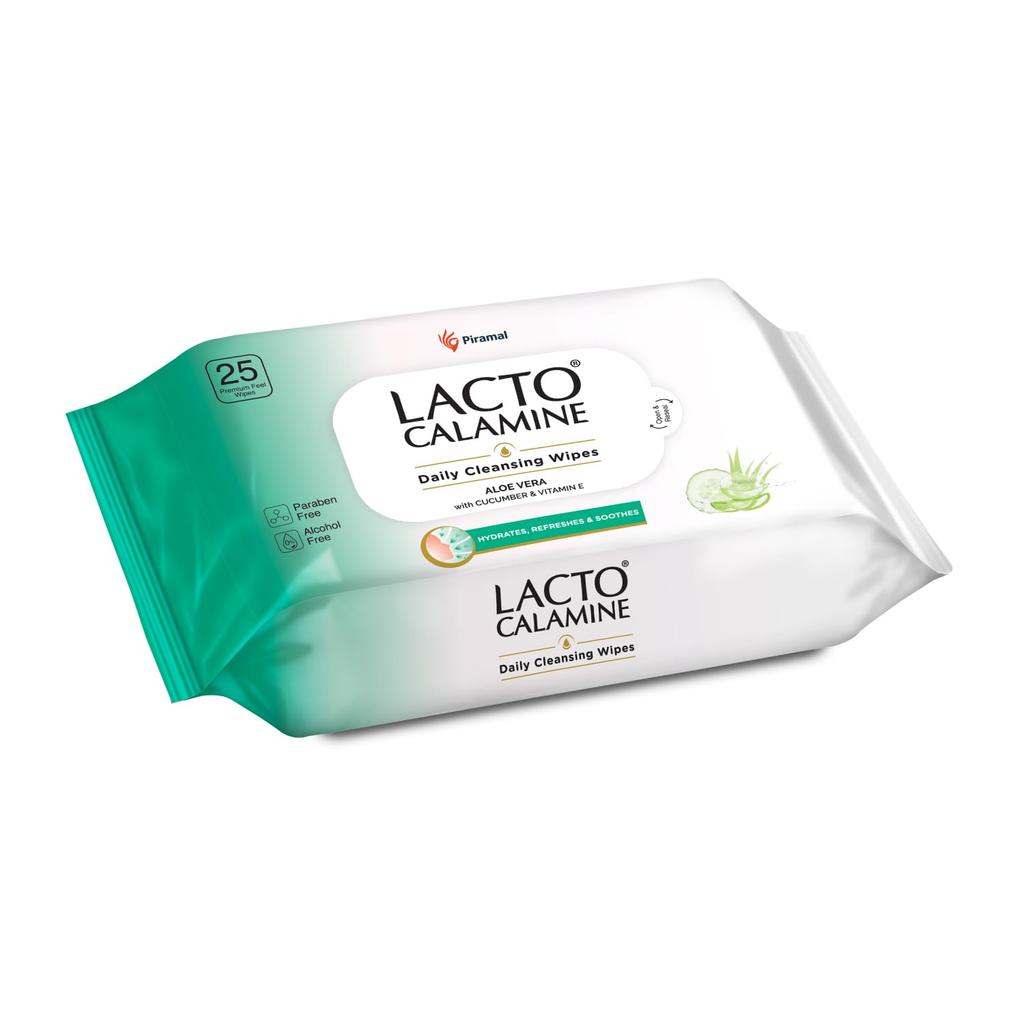Lacto Calamine Daily Cleansing Face Wipes With Aloe Vera Cucumber And Vitamin E 25 Wipes Count Gentle Makeup Remover And Refreshing Skincare