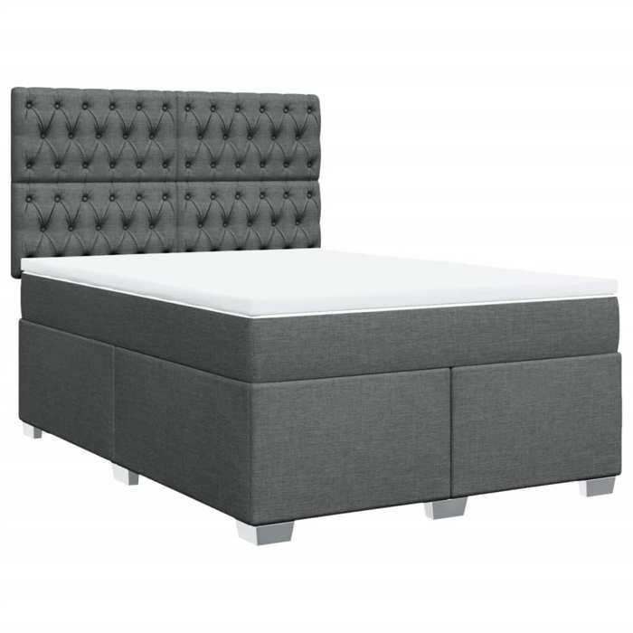 Exclusive House - Slatted Bed Base with Mattress Dark Grey 140x190cm Fabric