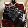 1PC Satan Symbol Print Flannel Blanket, High Quality All Seasons, Home Decor, Warmth and Comfort, Perfect for Christmas Gifts