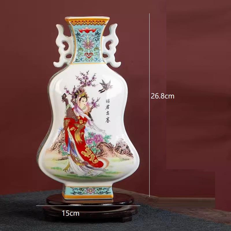 

Jingdezhen ceramic ware, powder colored vase, double-sided window, fan-shaped porcelain vase, living room wine cabinet, Bo Gu sh