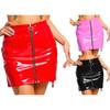 Womens Bodycon PU Skirt Floral Lace Patchwork Lace Up Clubwear Mini Skirt