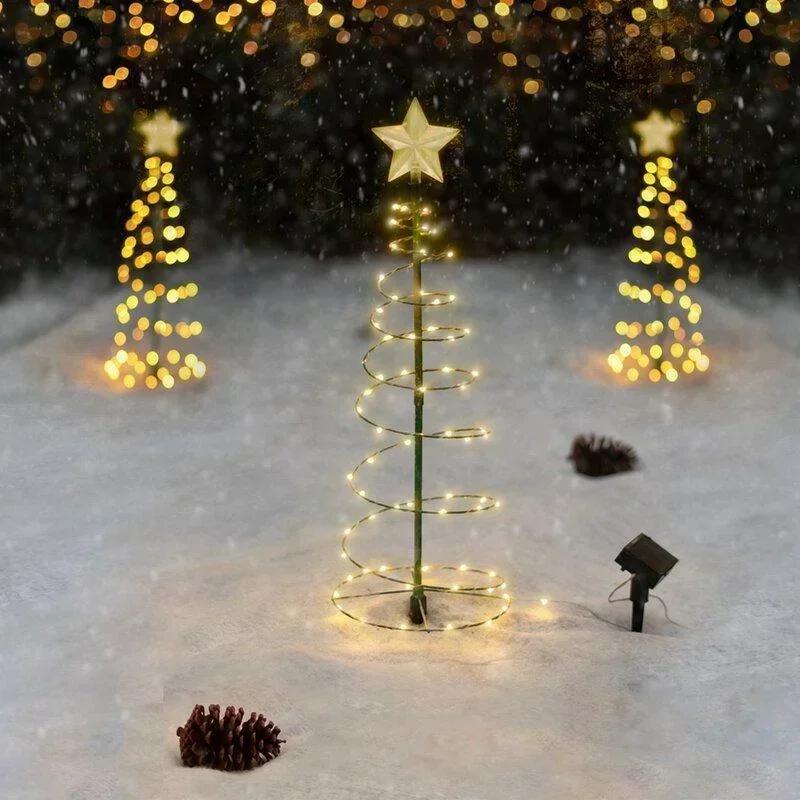 Solar Christmas TreeOutdoor Stand Garden LED Ground Lamp String Saterproof IP65 Star Lantern Decorative Home Decor