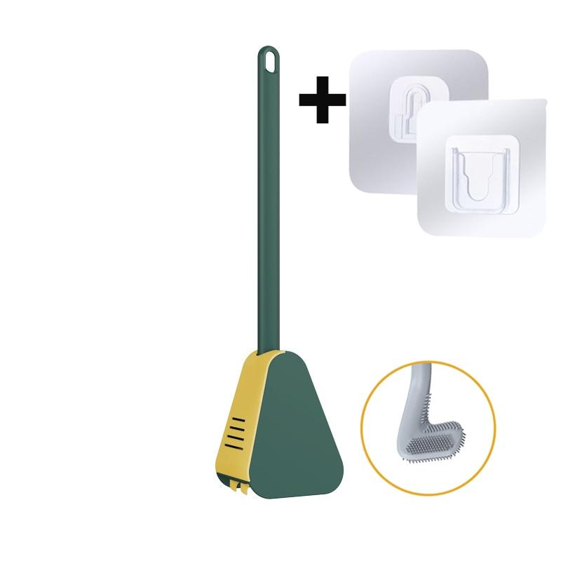2025 Perii de Toaletă din Silicon pentru Golf cu Set Suport Perie de Curățat Toaleta cu Mâner Lung Negru Modern Accesorii Igienice pentru Baie