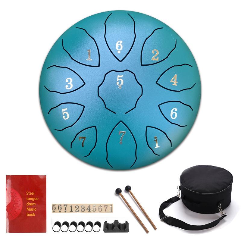 8-Inch 11-Note Steel Tongue Drum - C Key Portable Percussion Instrument for Yoga Beginners