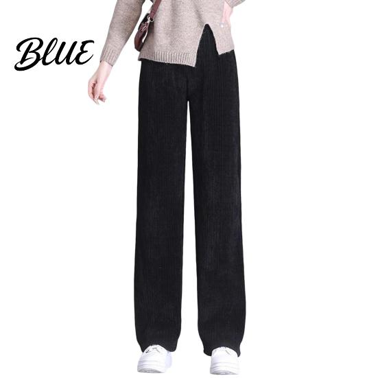 Comfortable Winter Trousers Women Pants Elastic High Waist Straight Wide Leg Velvet Versatile Lining Long Solid Color Loose Fit Casual Wide-leg