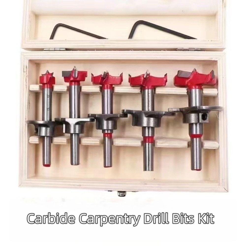 5pcs Set Adjustable Size Punching Hole Opener 15-35mm Carbide Drill Bits Set  Carpentry Work