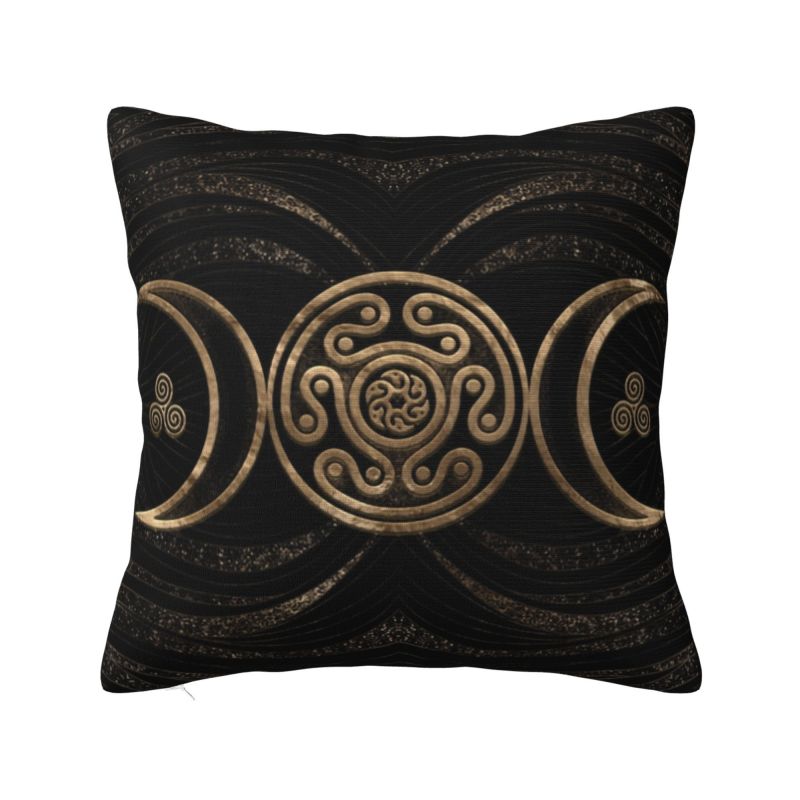 Custom Nordic Pentagram Pentacle Cushion Cover for Sofa Soft Triple Moon Goddess Pagan Wiccan Throw Pillow Case Home Decor