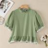 ZANZEA Women Casual Round Neck Polka Dot Print Short Sleeve Blouse