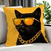 Cute A Cat With Glasses Cushion Cover Cushion Cover Set 4Pcs 50X50 45X45 40X40 Pillowcase Decorative Sofa Home Decor