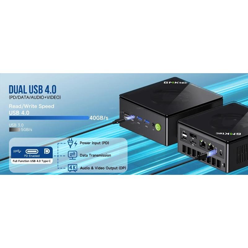 GMKtec K8Plus Mini-PC AMD R7-8845HS Window11 Pro AMD Radeon™ 780M Oculink PCIE*4 DDR5 5600MHz SSD Wifi 6 Desktop-Gaming-Computer