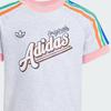 adidas Originals Casual Sports Set T-Shirt Set 3-Stripes Shorts Comfortable Fashion Simple Versatile 2-Piece Kids Sets White Pink JC5884