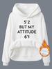 European Size Autumn/Winter Women's Hoodie with Kangaroo Pocket and Attitude Print