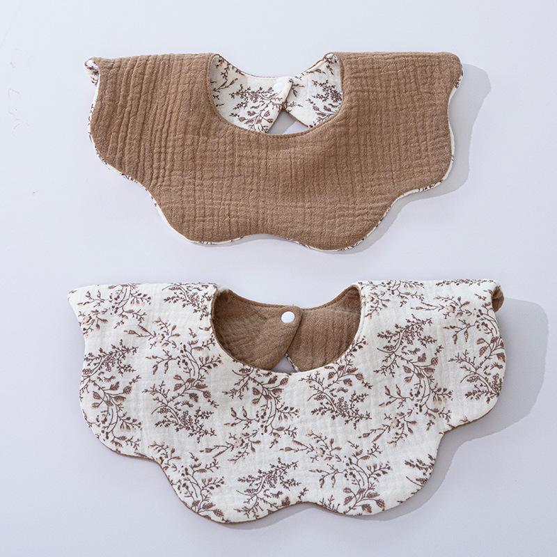 Double-Sided Waterproof Cotton Baby Bib - 360° Rotating, Breathable Gauze Saliva Towel