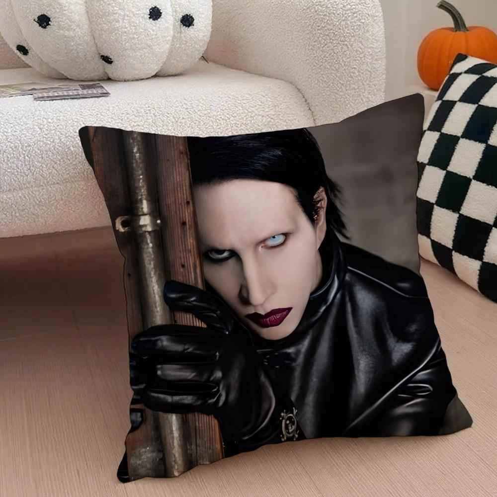 

Shock Rock American Singer MMarilyn Manson Cushion Cover Throw Pillow Cover Hidden Button Durable Polyester Chair Cushion 30X30cm