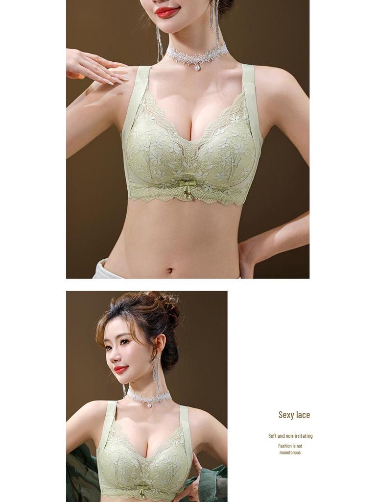 Luxuriöser Damen-Bügelloser Spitzen-BH mit Seitenstütze und Anti-Hänge-Funktion