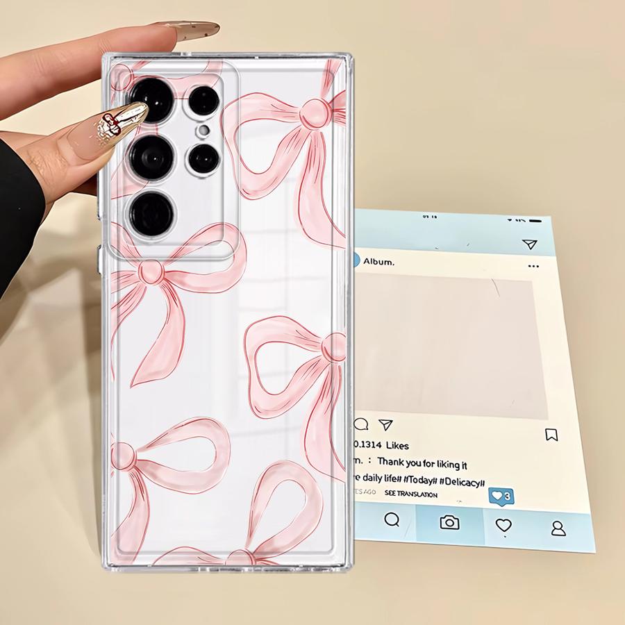 

Чехол для Samsung Galaxy Note 20 Ultra 10 S23 Ultra S22 FE S26 S24 S21 S25 Edge S20 Plus Чехол для телефона Милый Розовый Бант Galaxy S20 FE