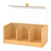 Bamboo Tea Bag Storage Box with Clear Lid 3 Compartments Multifunctional Coffee Tea Box Organizer Sugar Container