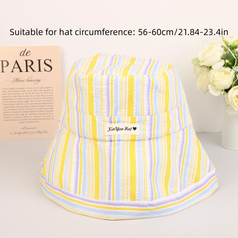 Chapeau Bob à Carreaux à Bord Large et Lacets Été Extérieur Polyvalent Crème Solaire Doux Couleur Contrastée Carreaux Casquettes pour Femmes