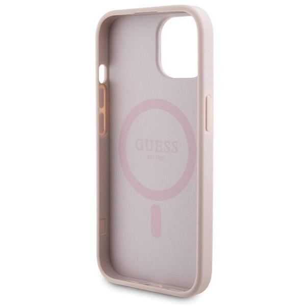 Set Guess Gubpm5P15S4Gemgp Iphone15 6.1 Hardcase + Powerbank 5000Mah Magsafe Różowy/Pink 4G Metal Logo