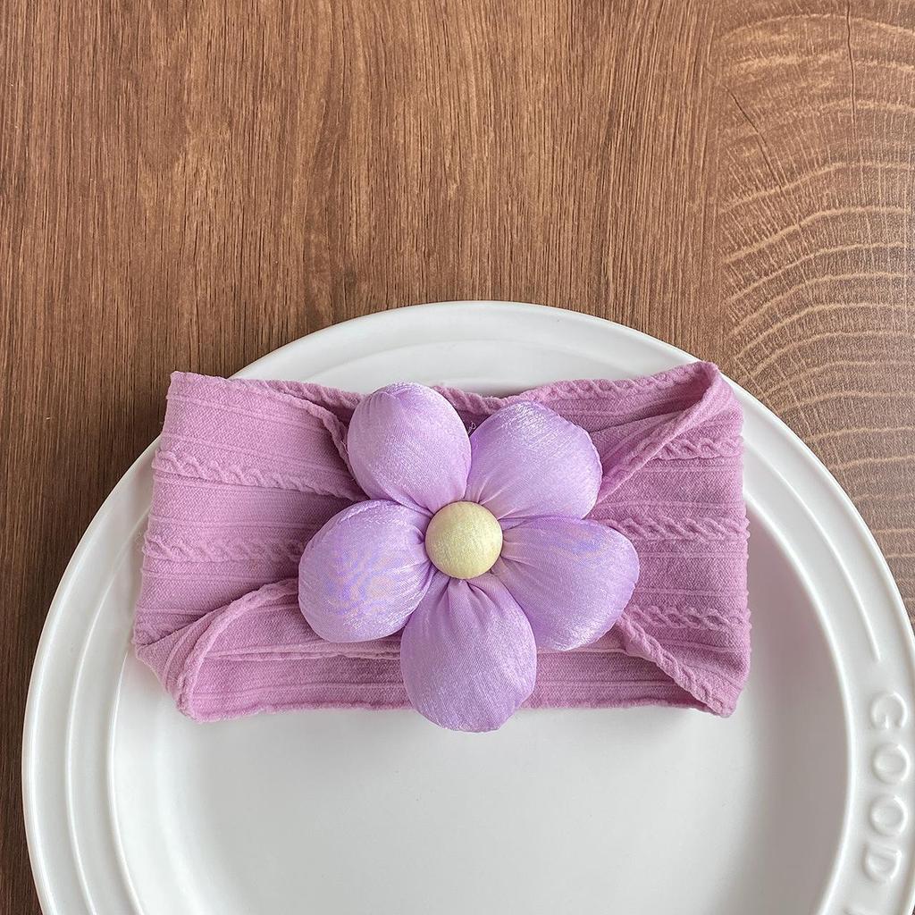Baby Headband with Five-Petal Flower - Newborn Elastic Nylon Headwear