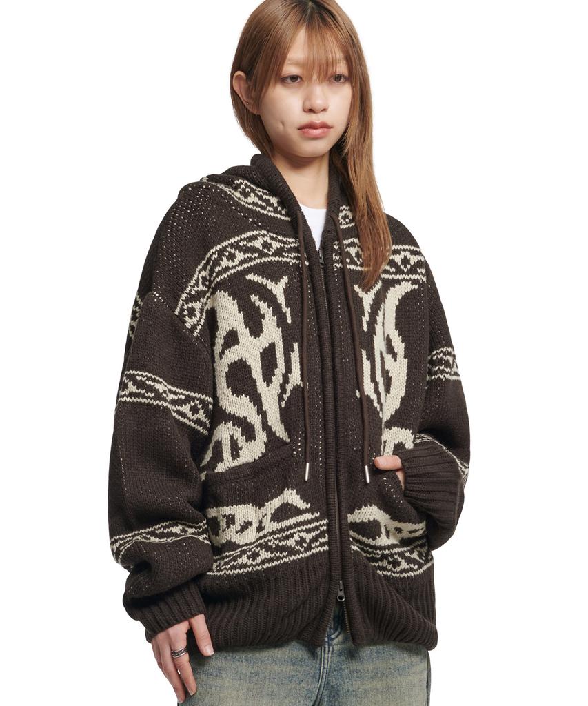 Nomaenyueol Cowichan Hooded Zip-Up - Brown