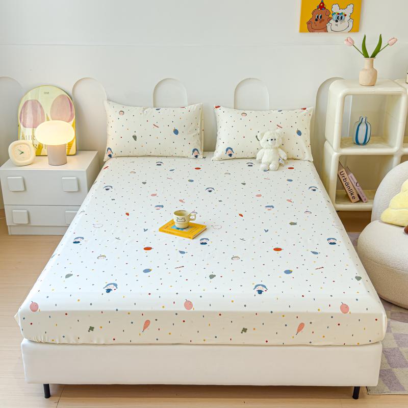 100% Cotton Fitted Sheet Soft Bed Cover Skin-friendly Bedsheets Home Mattress Cover Elastic Bed Linen Lençol (No Pillowcase)