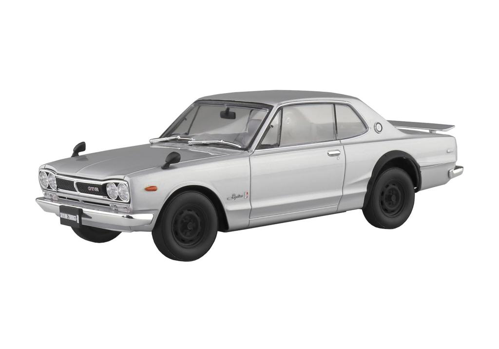 Aoshima (AOSHIMA) 1/24 Raku Plastic Snap Car Series KPGC10 Skyline HT 2000GT-R 1970 Silver Pre-Colored Plastic Model Kit 01-SI