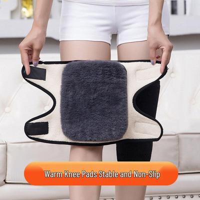 Plush Winter Windproof Knee Pads with Velcro Closure for Cycling