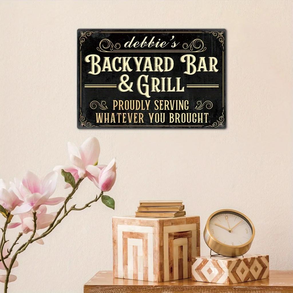 Personalized Custom Home Bar Metal Sign - Customizable Vintage Aluminum Plaque, Retro Pub Man Cave Wall Decor with Engraved Text