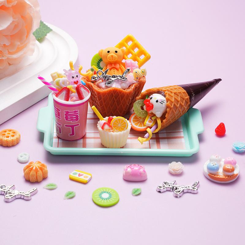 Girl Toy Making Ice Cream Cake Toys Game Kids Plastic Food Toy Diy Simulation Dessert Milk Tea Cup Set Toy For 3+ Years Child