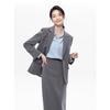 Elegant Grey Women Suit Set Professional Blazer Skirt Formal Business Outfit Interview Office Wear Petite