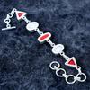 Italian Red Coral Gemstone Handmade 925 Sterling Silver Bracelet 7-8" MM-3488