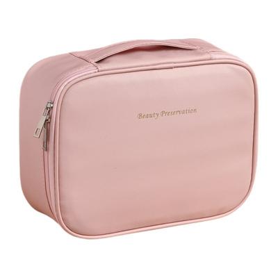 ECARLA - Rosa erweiterbare Kosmetiktasche aus Öko-Leder