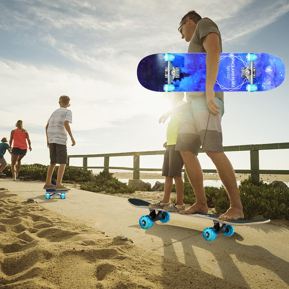 Hipoten Canadian Maple Skateboard with Upgraded Tires 31 High Develops Concentration and Balance For Skateboard For and Kids Skateboard, 8-ply Inch,