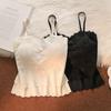 Summer Seamless Lace Backless Camisole Vest for Women with Chest Cushion and Strapless Sleeveless Top for Outerwear